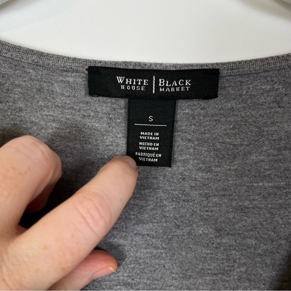 White House Black Market Grey Mock Wrap Dress – Size Small - Picture 5 of 8